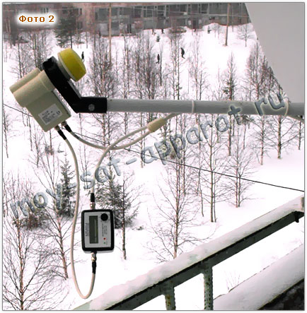 Sat-Finder в рабочем состоянии. Подключенный индикатор Sat-Finder.